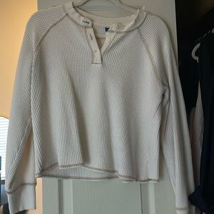 Neutral waffle knit top